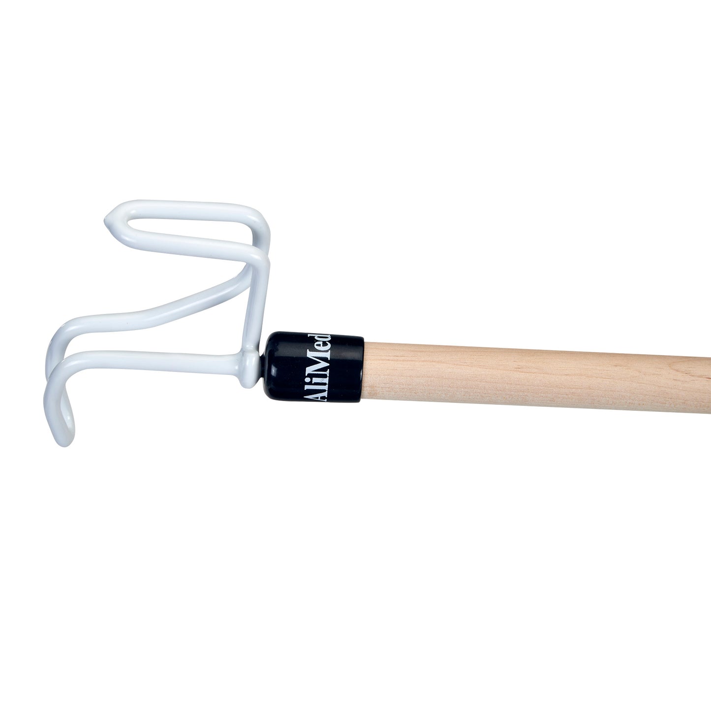 A wooden-handled Big Hook Dressing Stick with a large white hook attachment at the end, used for dressing assistance.
