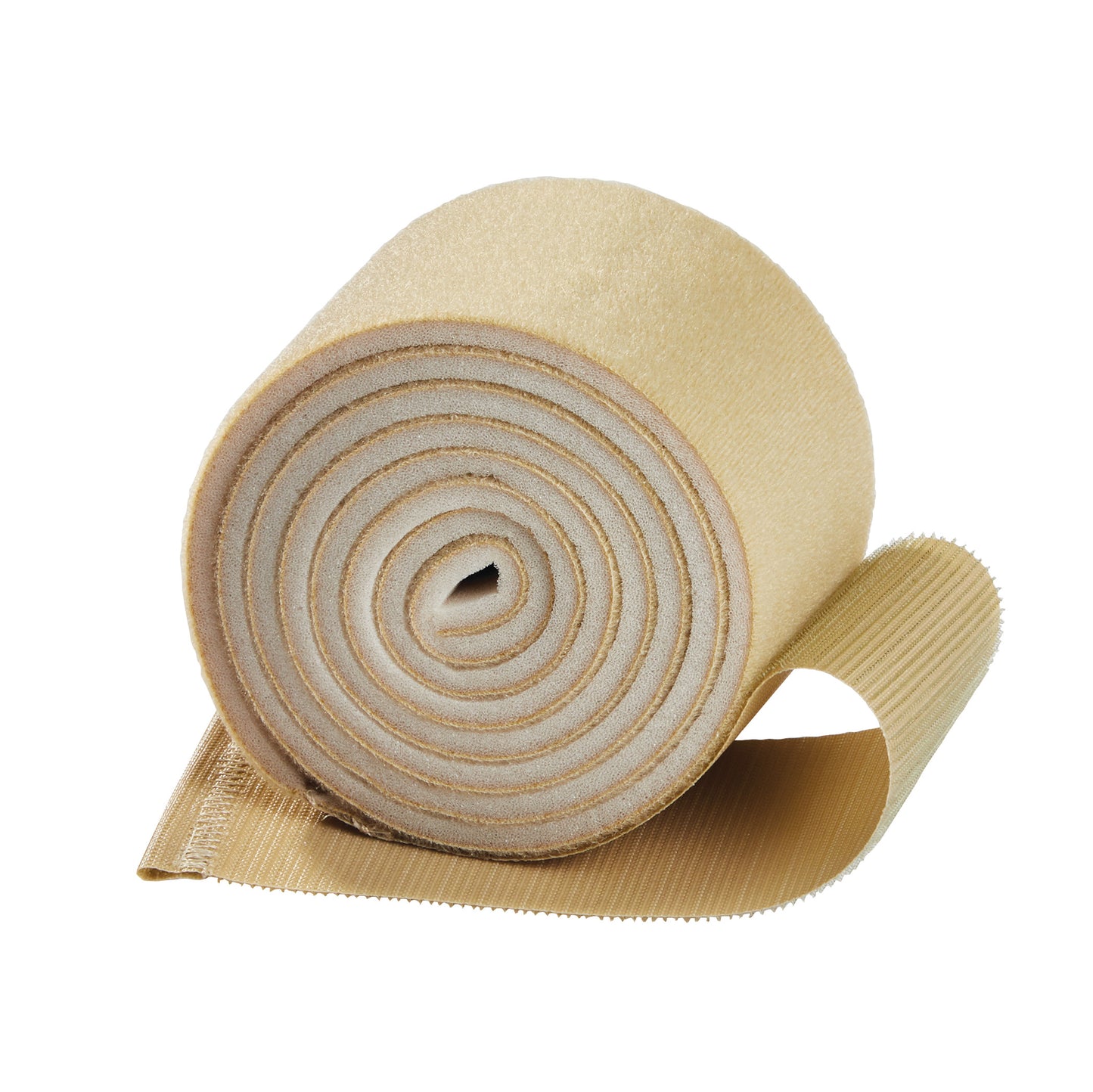 An AliMed Universal Econo-Strap, a beige rolled strap with a textured surface, partially unrolled on a white background.