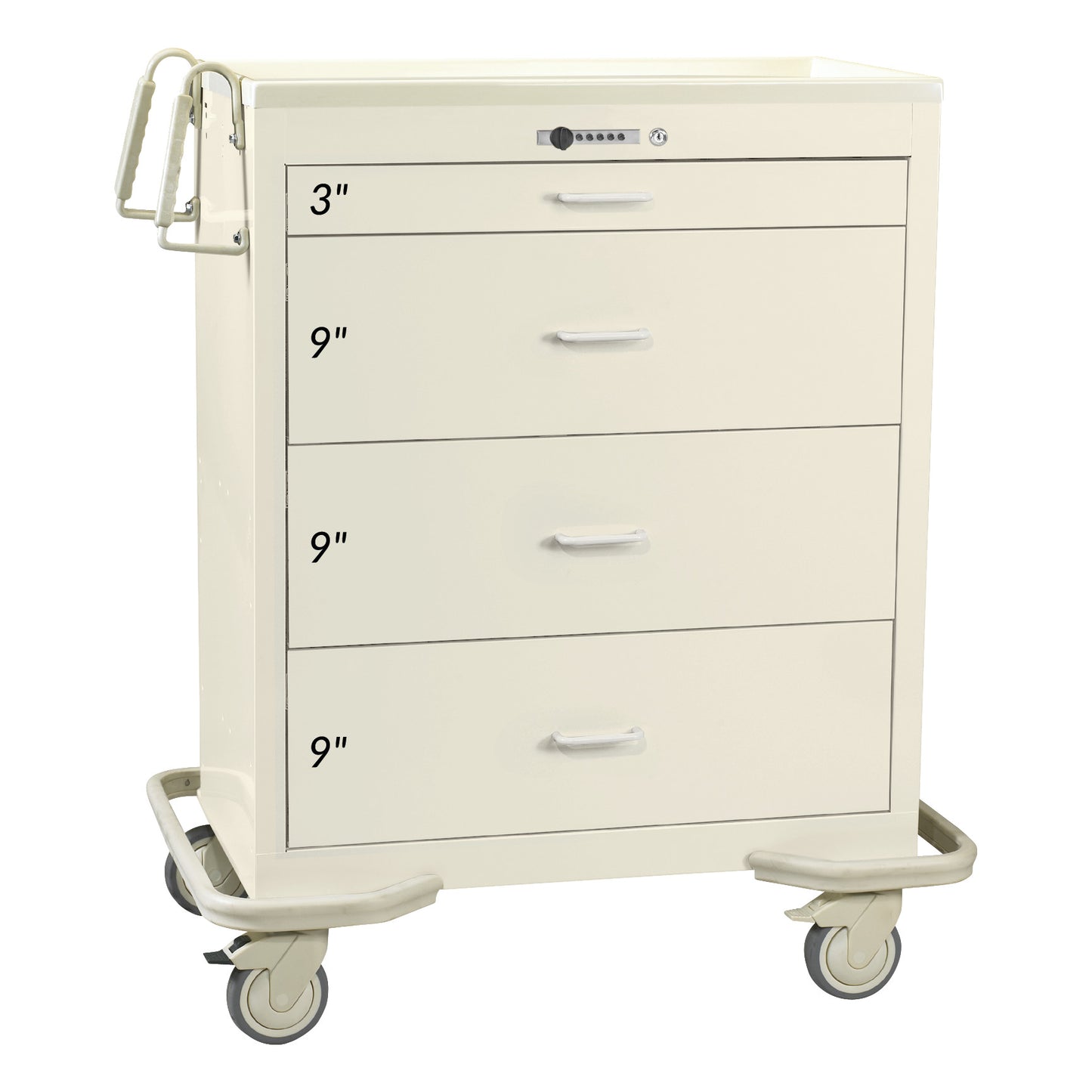 AliMed® Wide Series 4-Drawer Isolation Cart with Push-Button Lock