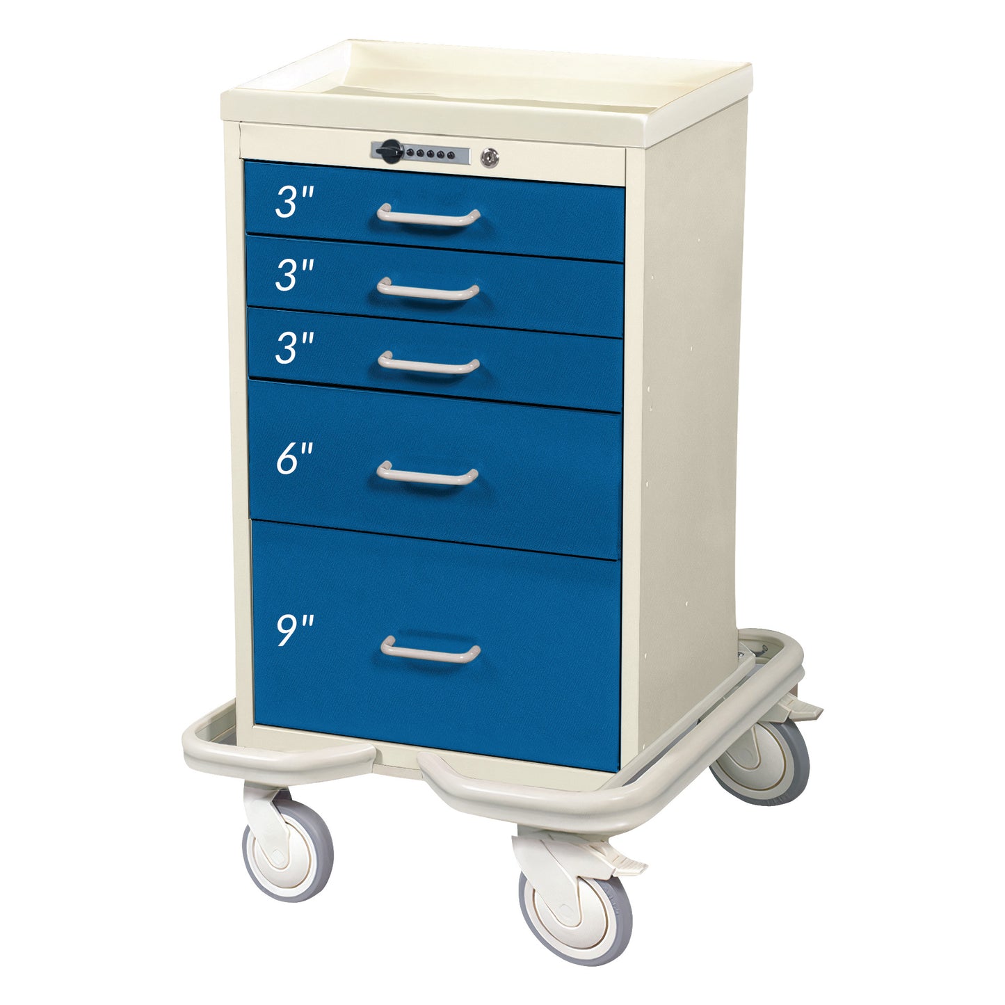 AliMed® Mini Series 5-Drawer Anesthesia/Procedure Tower Cart with Push-Button Lock