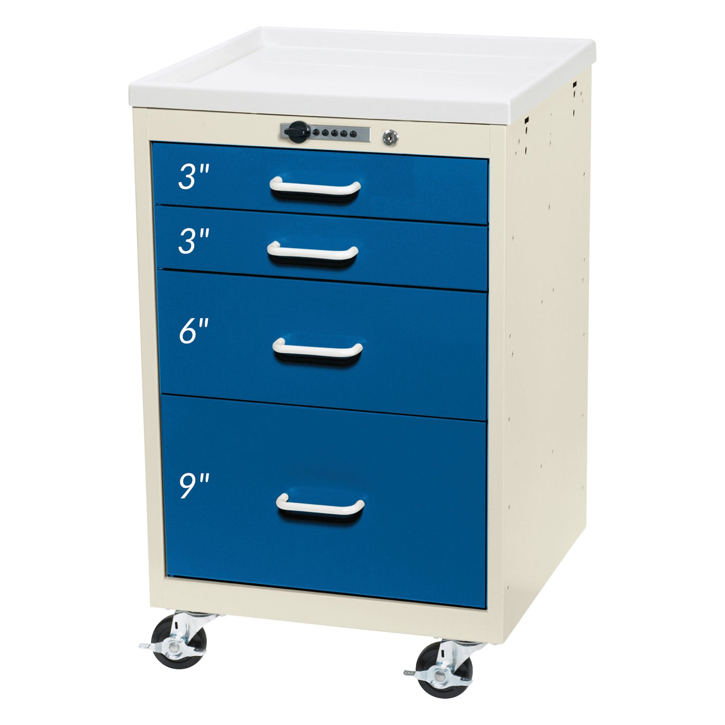 AliMed® Mini Series 4-Drawer Anesthesia/Procedure Cart with Push-Button Lock