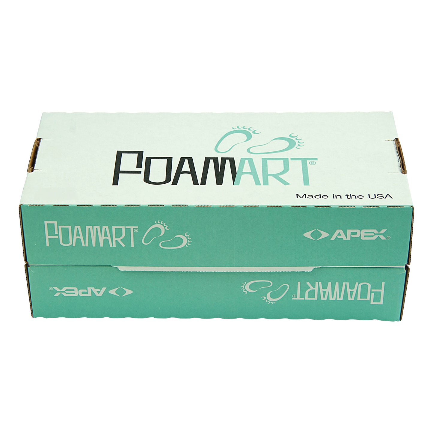 A closed FoamArt Foot Impression Foam box with logos and "Made in the USA" text on top.