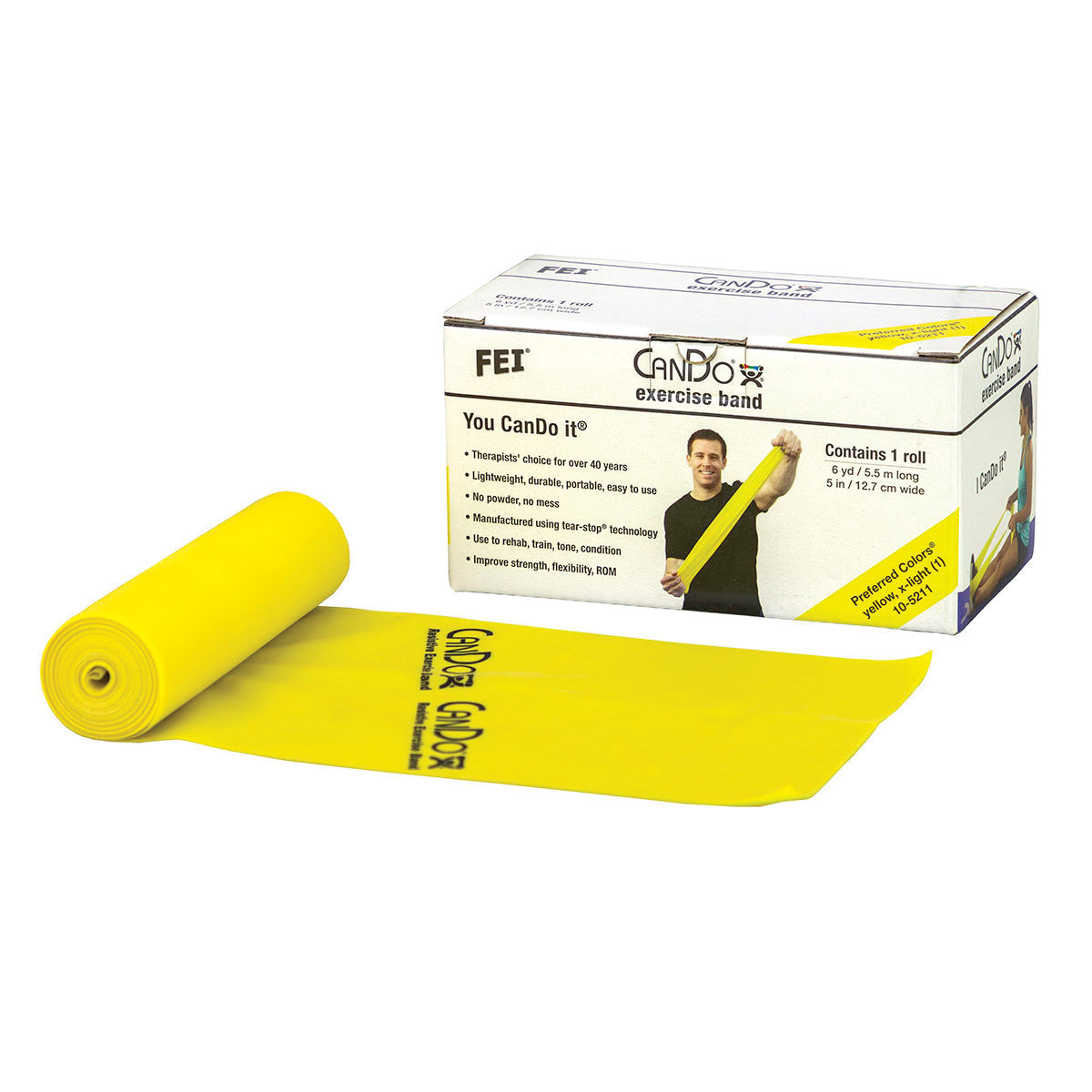 Latex Exercise Band, Yellow, X-Light, 6-yd. Roll