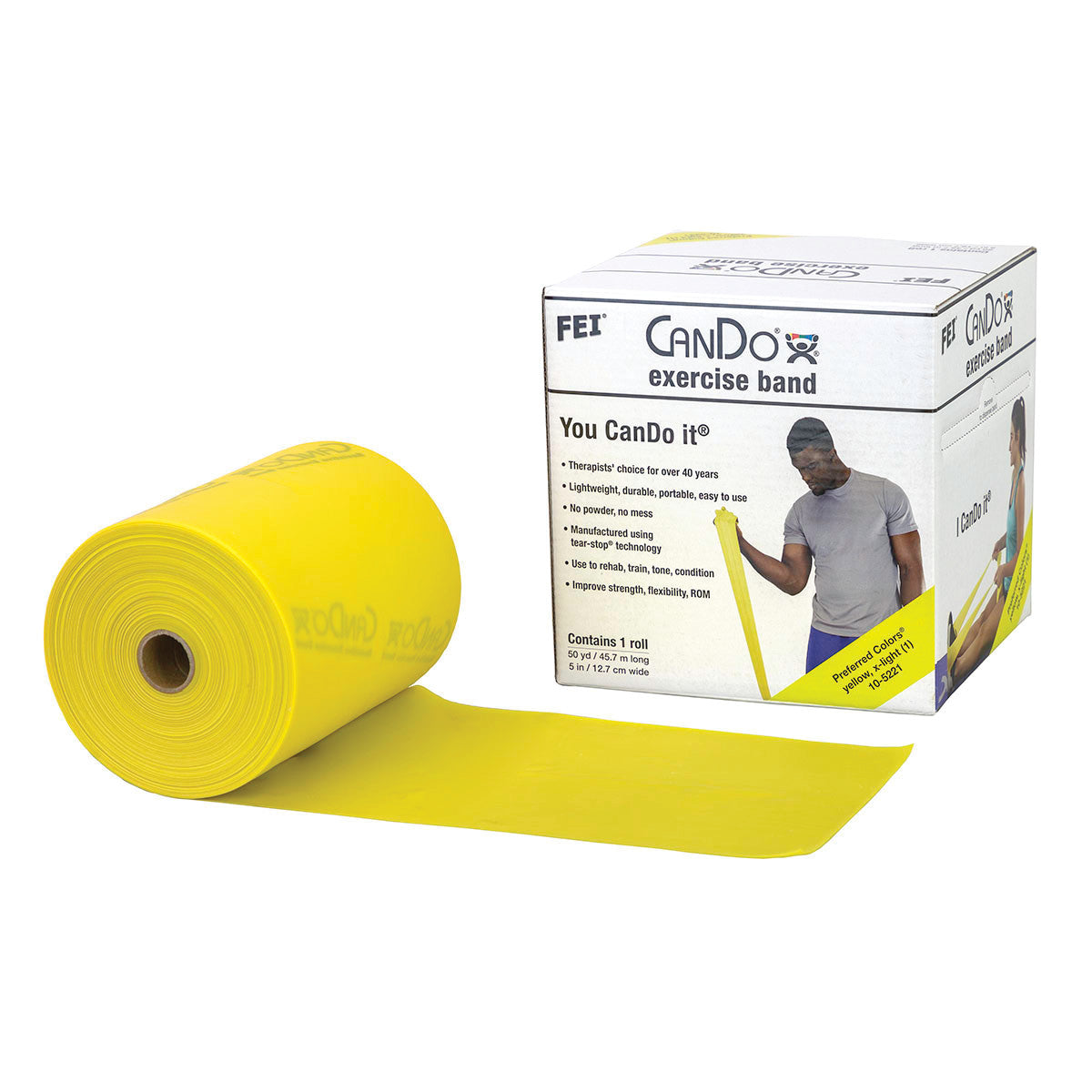 Latex Exercise Band, Yellow, X-Light, 50-yd. Roll