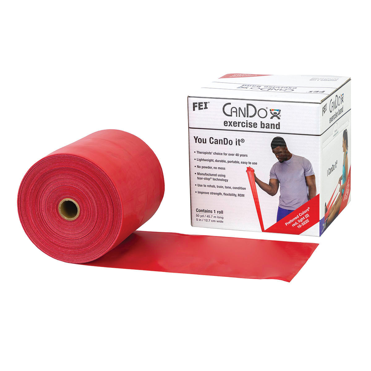 Latex Exercise Band, Red, Light, 50-yd. Roll