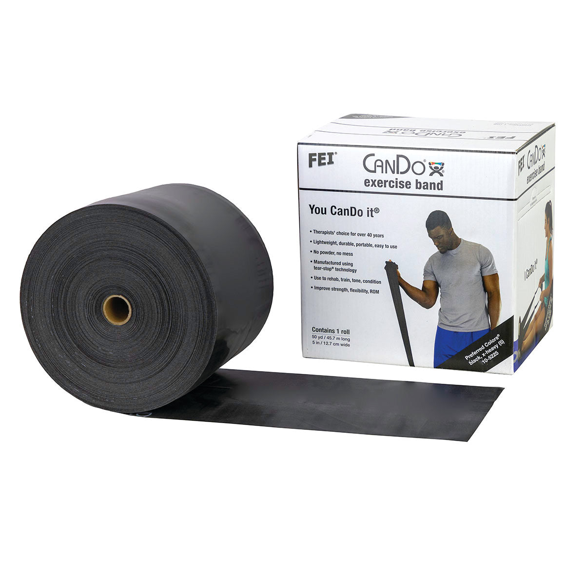 Latex Exercise Band, Black, X-Heavy, 50-yd. Roll