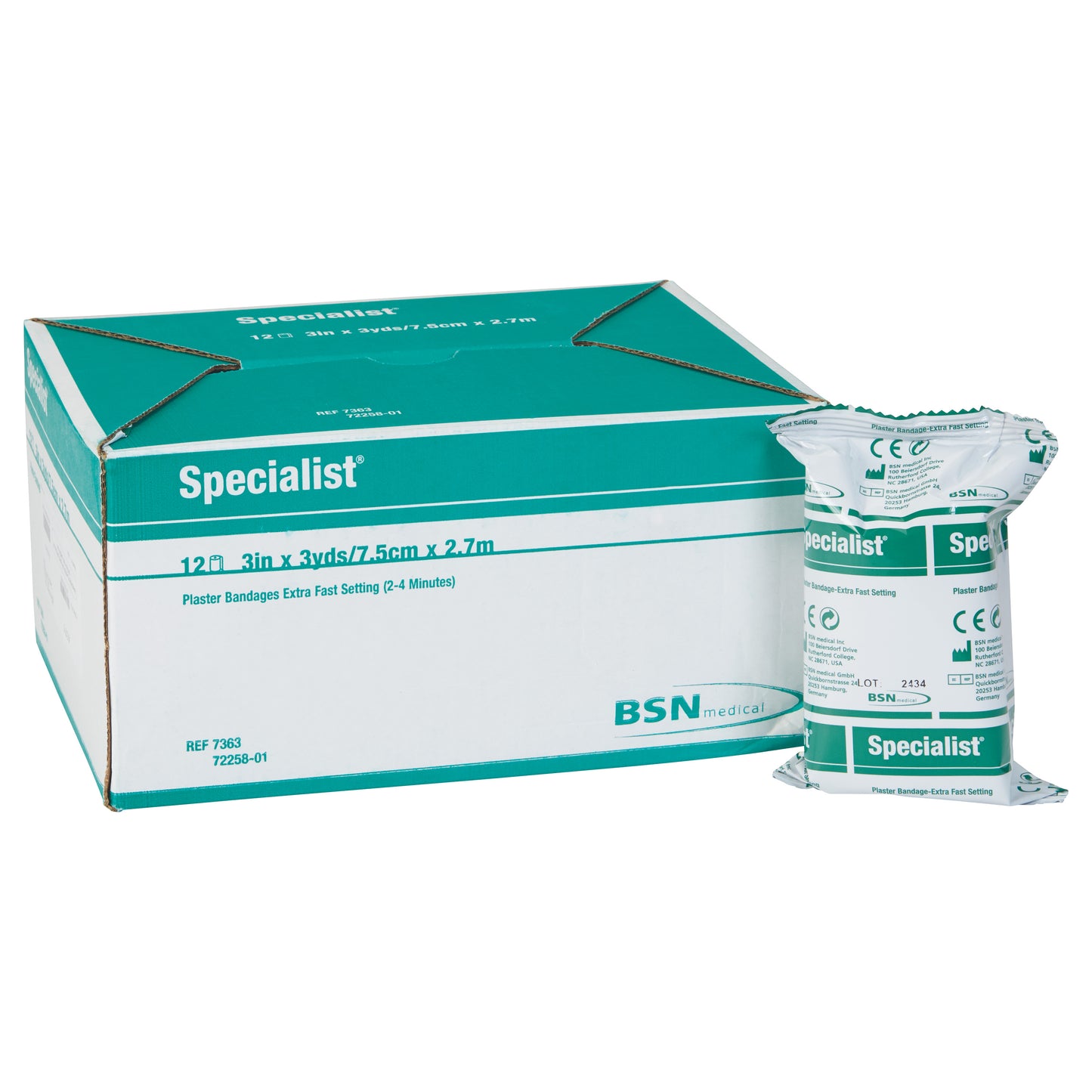 Specialist Plaster of Paris Bandages, Extra Fast Green, 3"W x 3 yds. L, 12 Roll/Box
