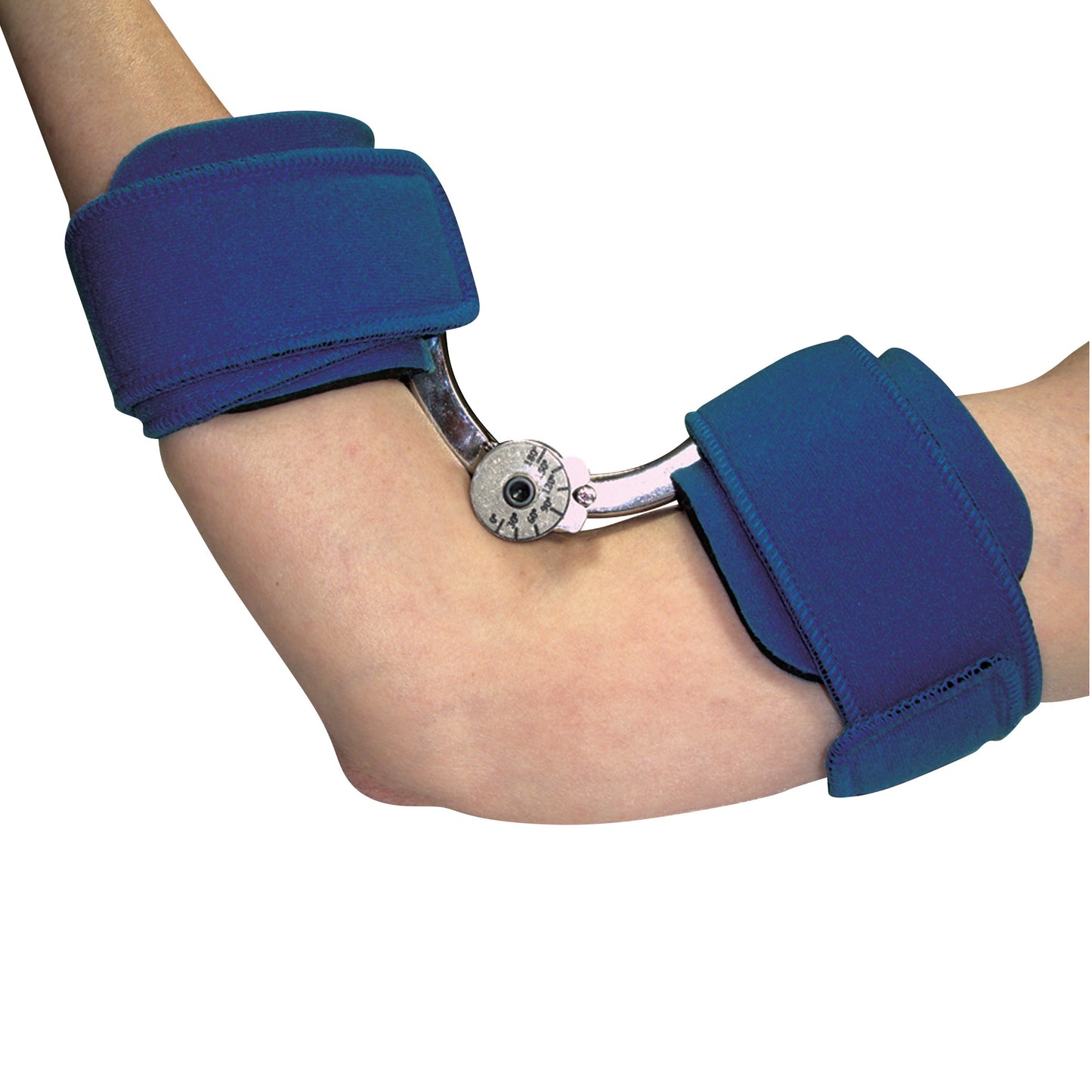 Adult Spring-Loaded Goniometer Elbow Orthosis, Comfyprene Cover, Dark Blue
