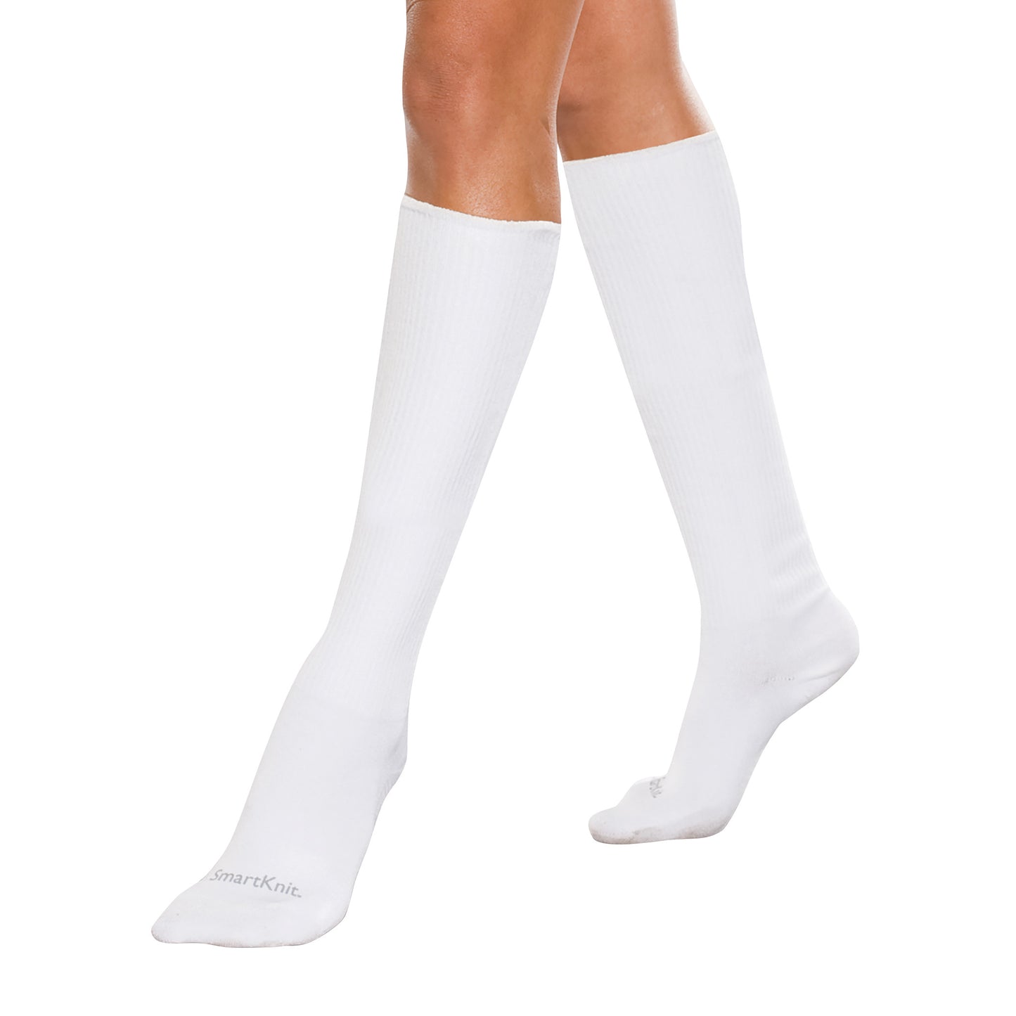 SmartKnit® Seamless Over-the Calf Socks, White, Large, 2 Pair/Pack