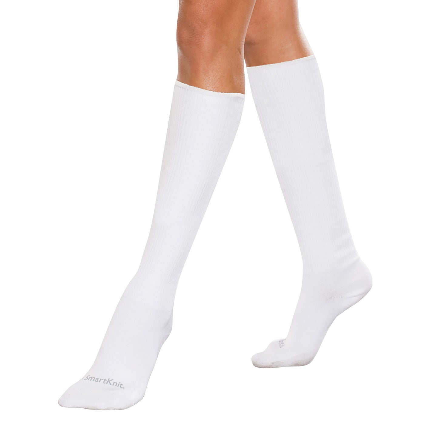 SmartKnit® Seamless Over-the Calf Socks, White, Small, 2 Pair/Pack