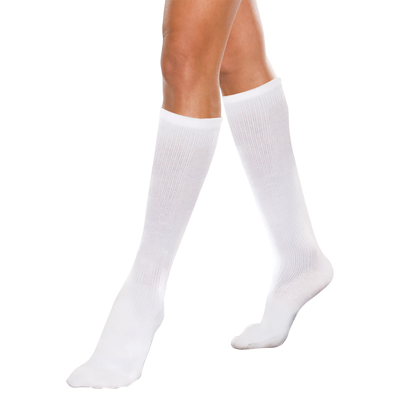 Core-Spun Support Socks, 15-20 mmHg, White, Medium, 1 Pair/Pack