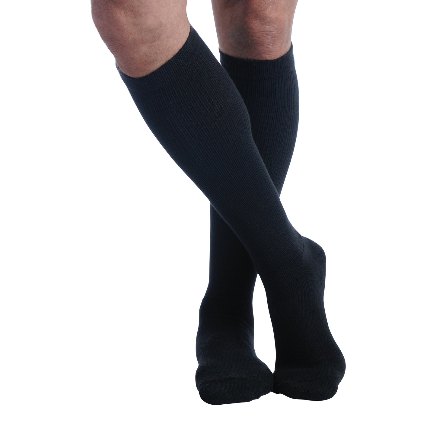 Knee-Length Microfiber Support Socks, Black, Men's Medium, 1 Pair/Pack