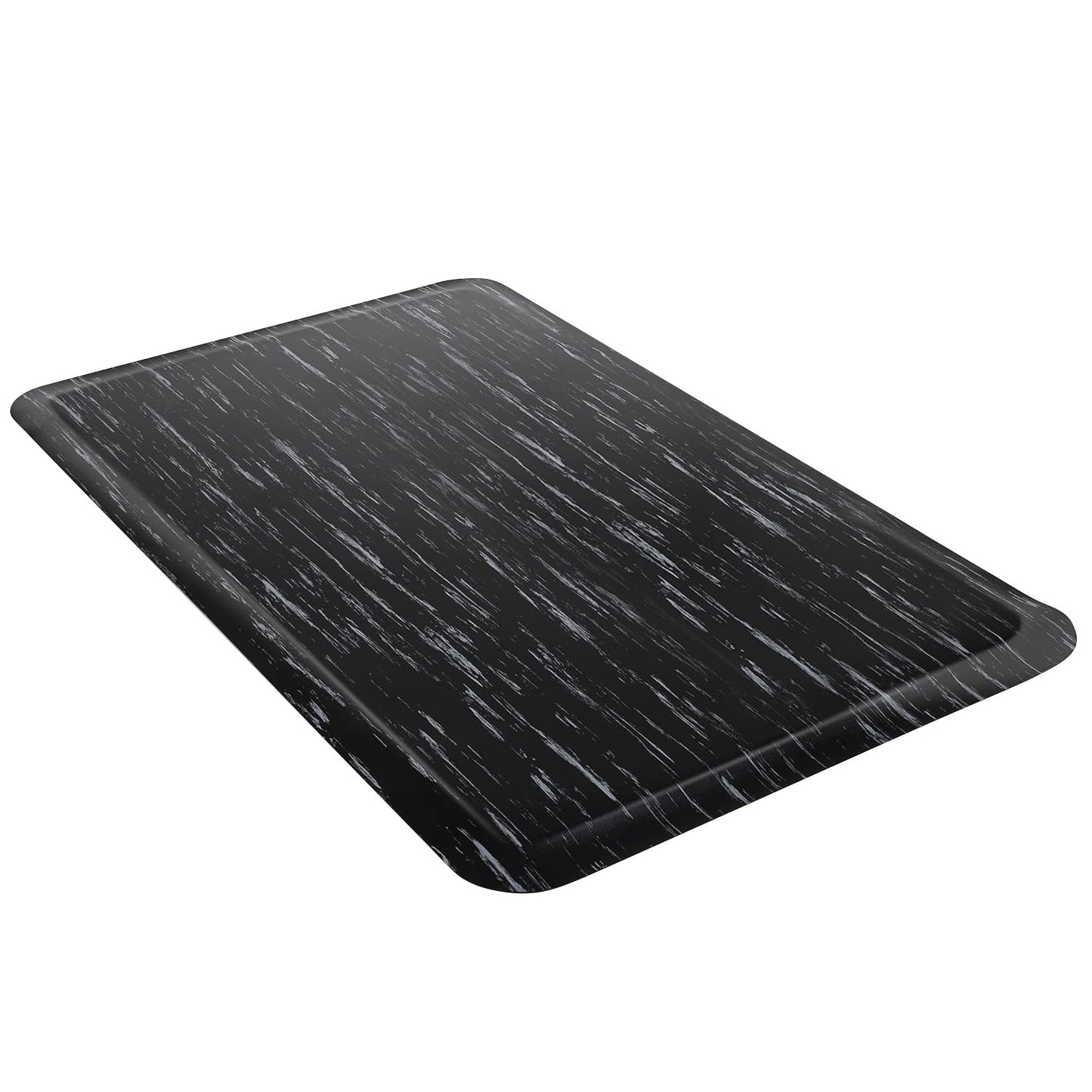 Marble Style Rubber Anti-Fatigue Mat, 3'W x 5'L x 1"H, Black
