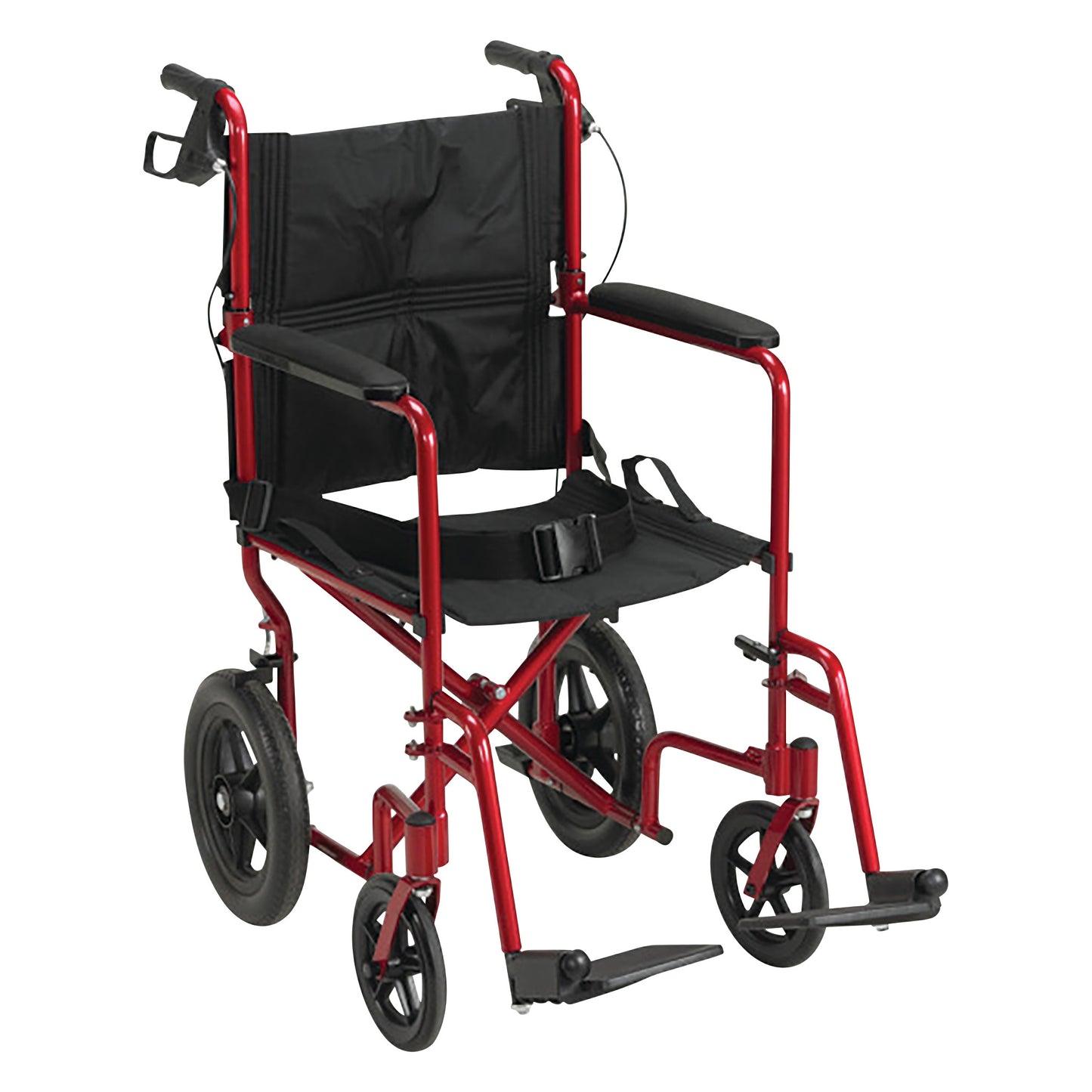 Expedition Transport Chair w/Loop Lock, 12" Rear Wheels, Red