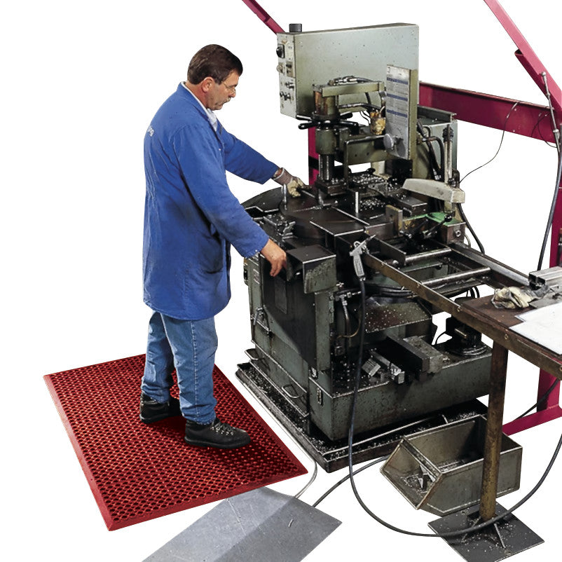 Sanitop Drainage Anti-Fatigue Mat, 3'W x 5'L, Red