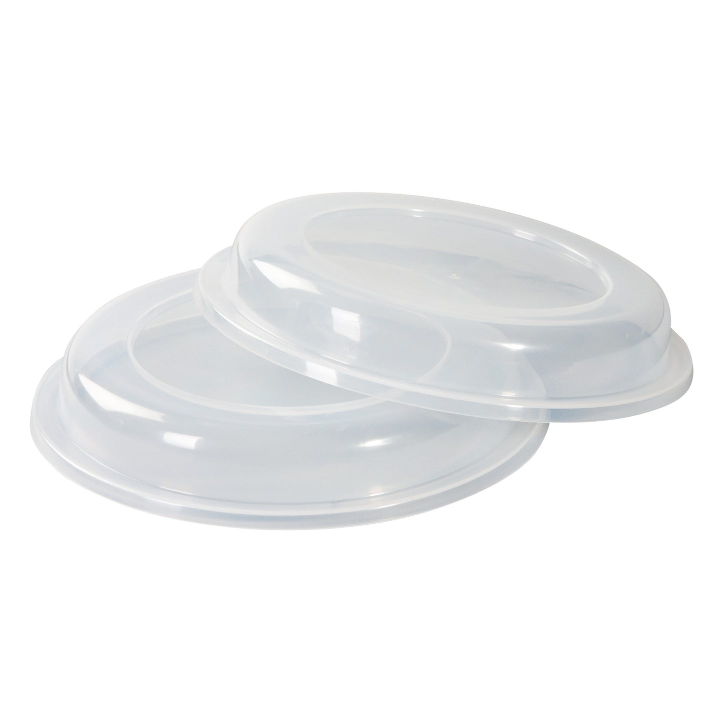 Two Translucent Lids for AliMed Assistive Dining Plates are shown, stacked partially with a glossy finish.