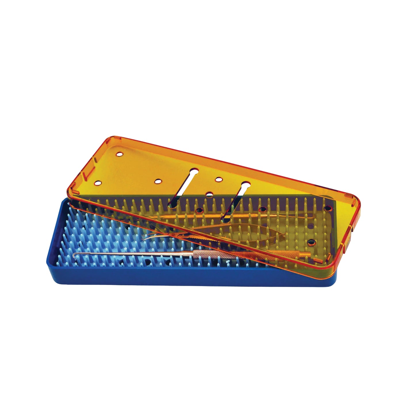 Narrow Plastic Instrument Sterilization Tray, Base, Lid & Mat, 2-1/2"W x 7-1/2"L x 3/4"H