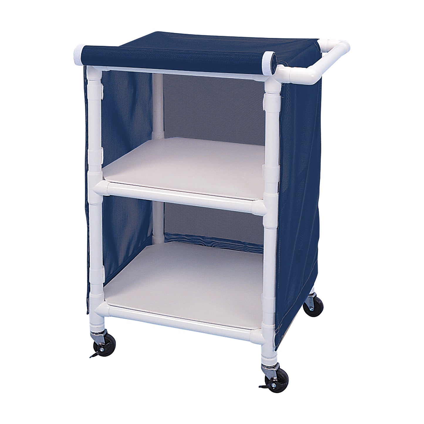 Linen Cart, Standard, 2 Shelves, 29-1/2"W x 41-3/4"H x 21-1/2"D, Navy