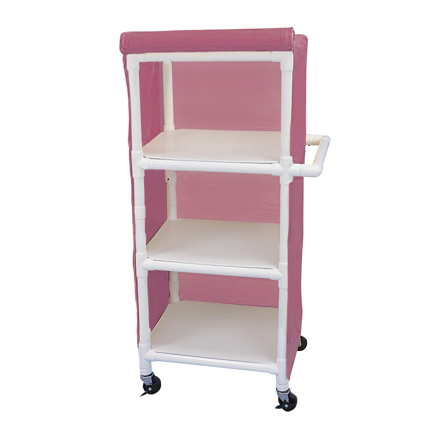 Linen Cart, Standard, 3 Shelves, 29-1/2"W x 58-1/4"H x 21-1/2"D, Mauve