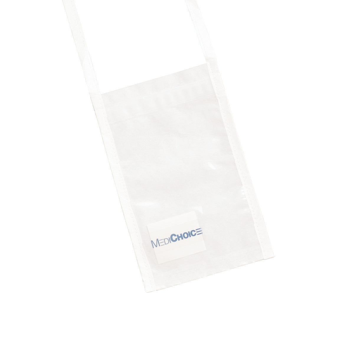 A white Telemetry Pouch with a clear front pocket and a neck strap. The pouch features the "MEDI CHOICE" logo.