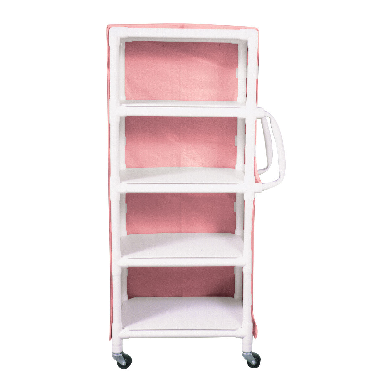 MRI PVC Linen Cart, 4 Shelves, Mesh Cover, Mauve