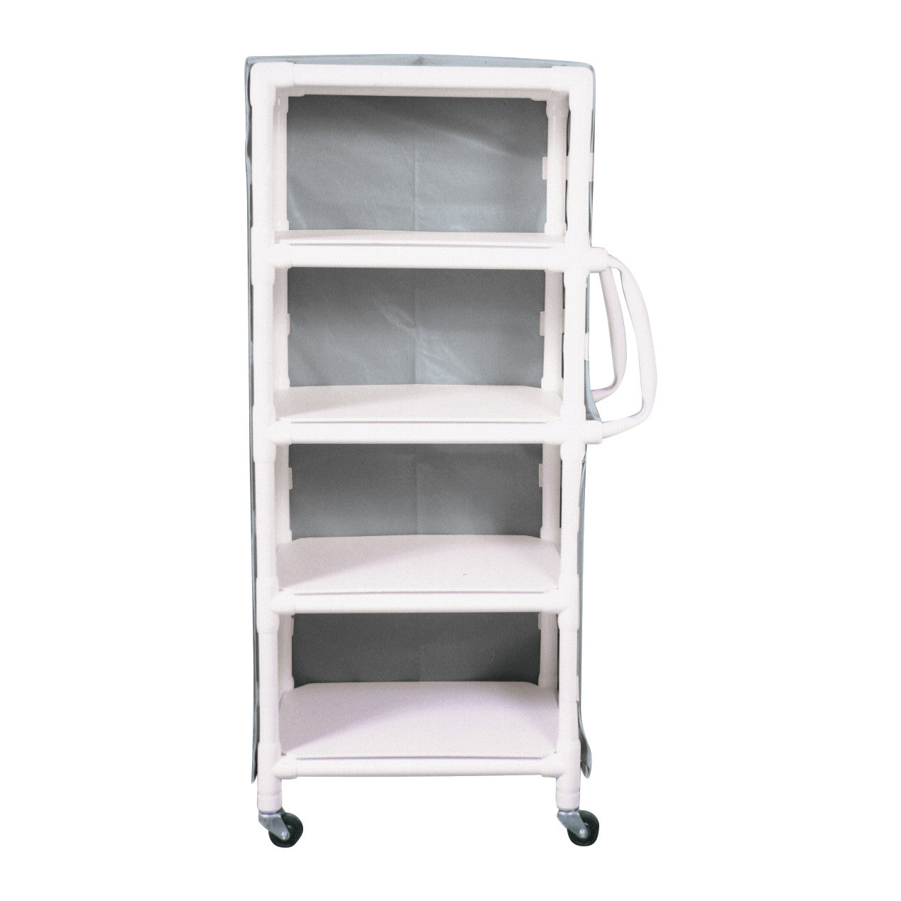 MRI PVC Linen Cart, 4 Shelves, Vinyl Cover, Grey