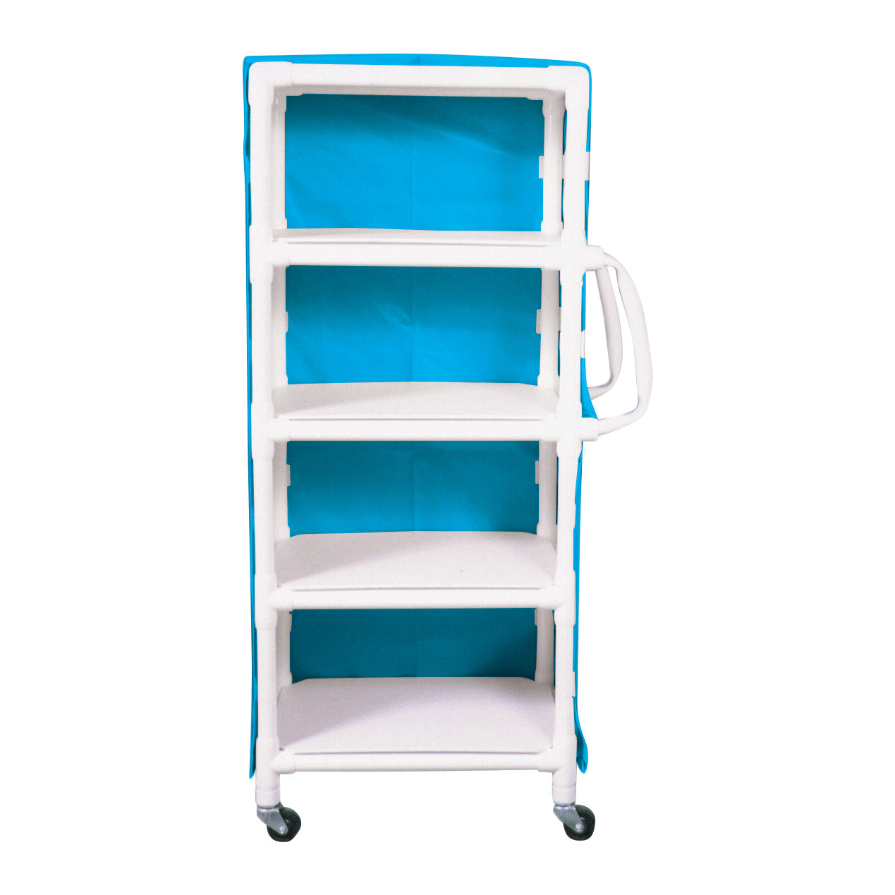 MRI PVC Linen Cart, 4 Shelves, Vinyl Cover, Light Blue
