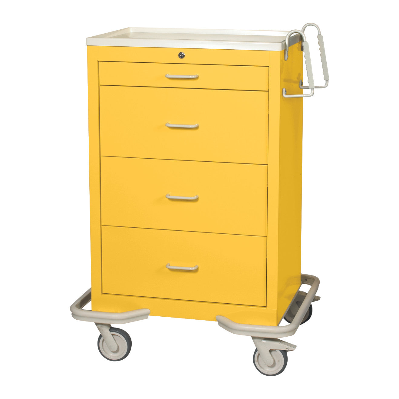 Standard Series 4-Drawer Isolation Cart, Key Lock, Solid Yellow