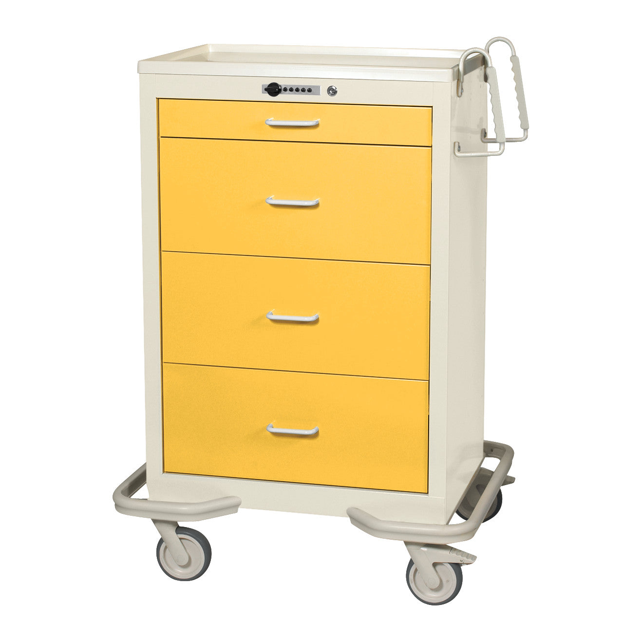 Standard Series 4-Drawer Isolation Cart, Push-Button Lock, Two-Tone Yellow