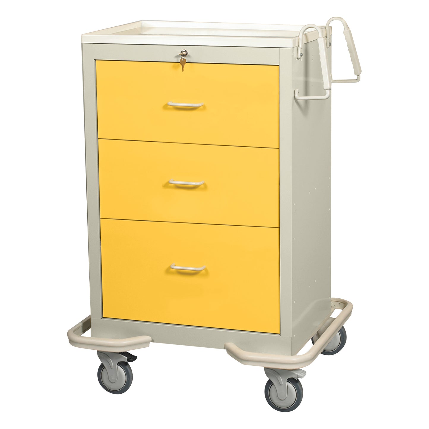 Standard Series 3-Drawer Isolation Cart, Key Lock, Two-Tone Yellow