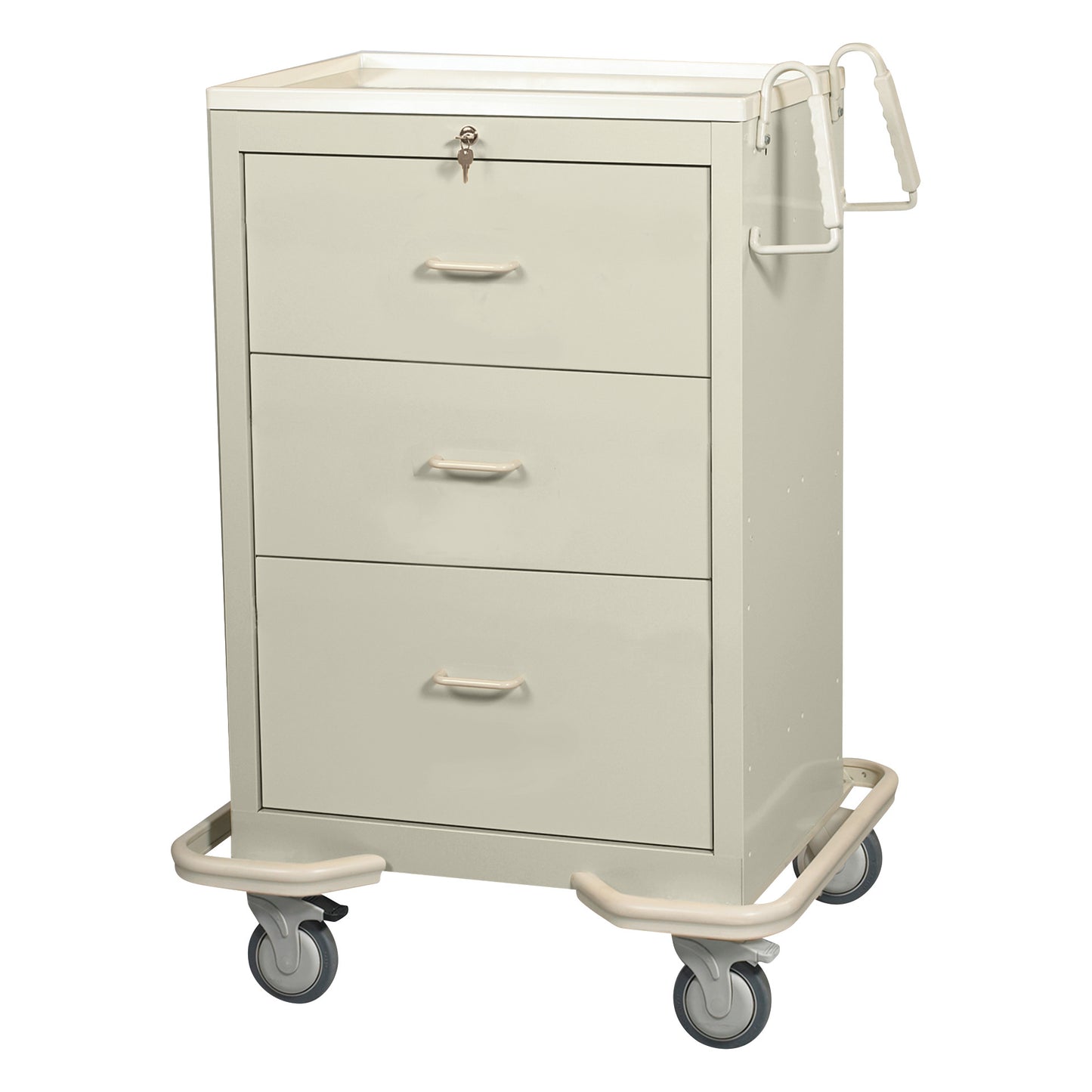 Standard Series 3-Drawer Isolation Cart, Key Lock, Solid Beige