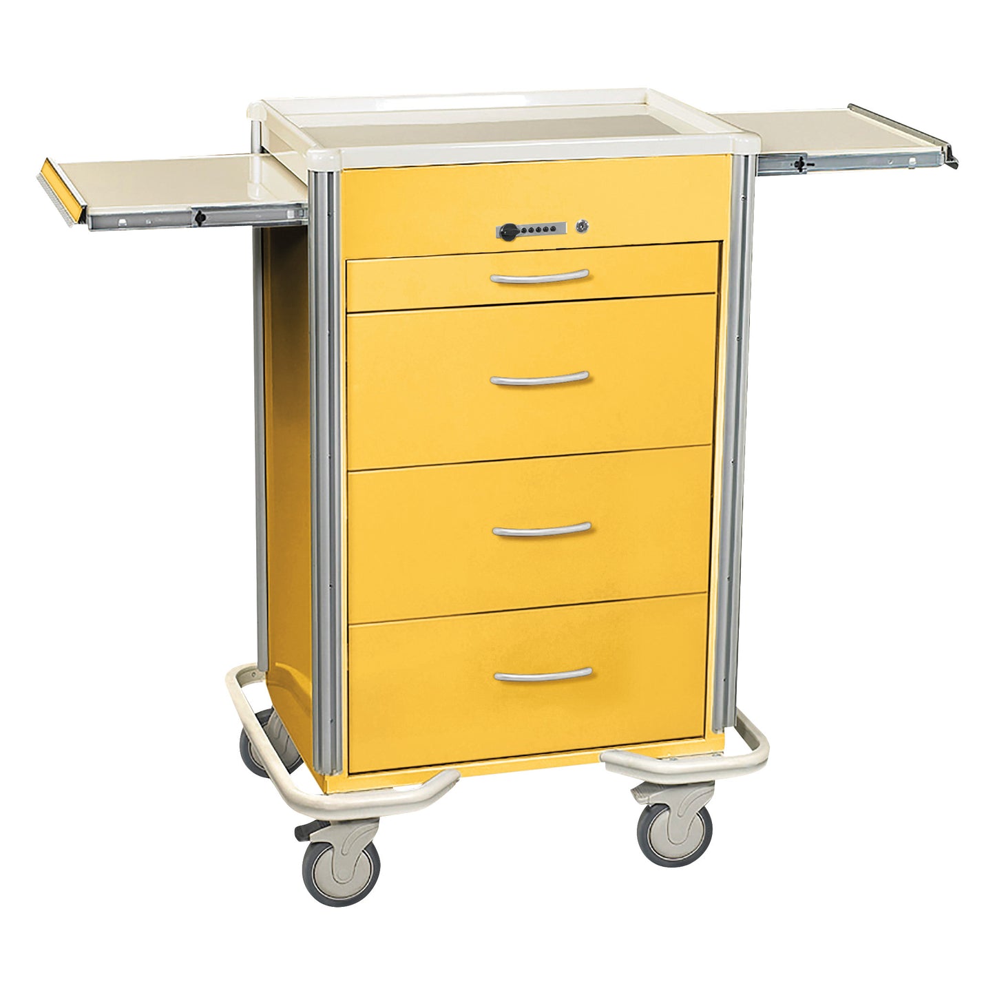 Select Series 4-Drawer Isolation Cart, Push-Button Lock, Solid Yellow