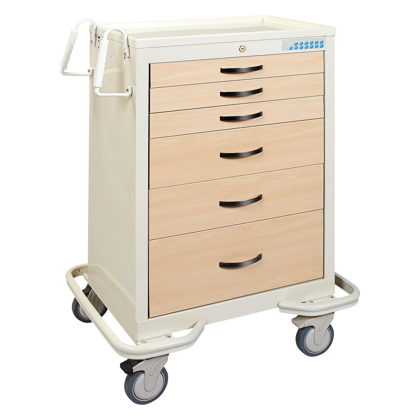 Standard Series 6-Drawer Wood-Look Medical Cart, Electric Lock, Two-Tone Cherry