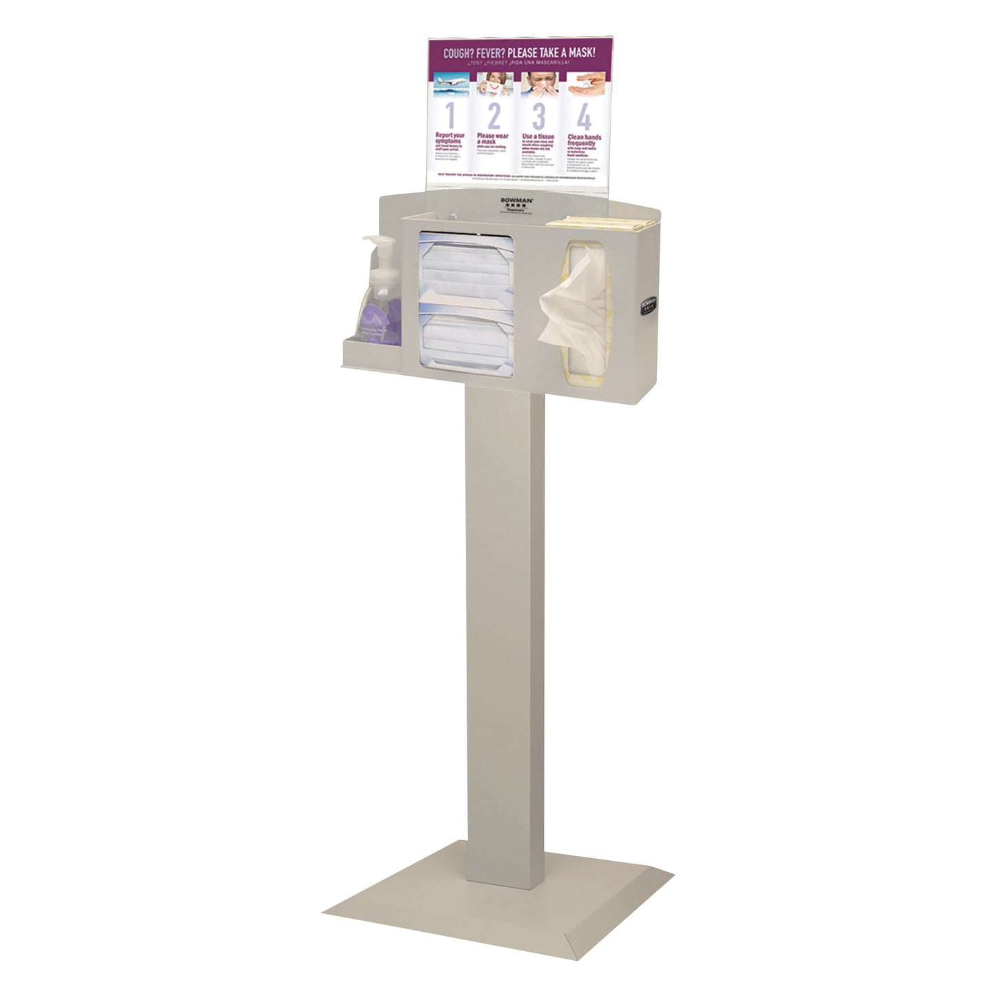 Basic Hygiene System, Stand, Hand Sanitizer Holder, Horizontal Sign, Beige, ABS