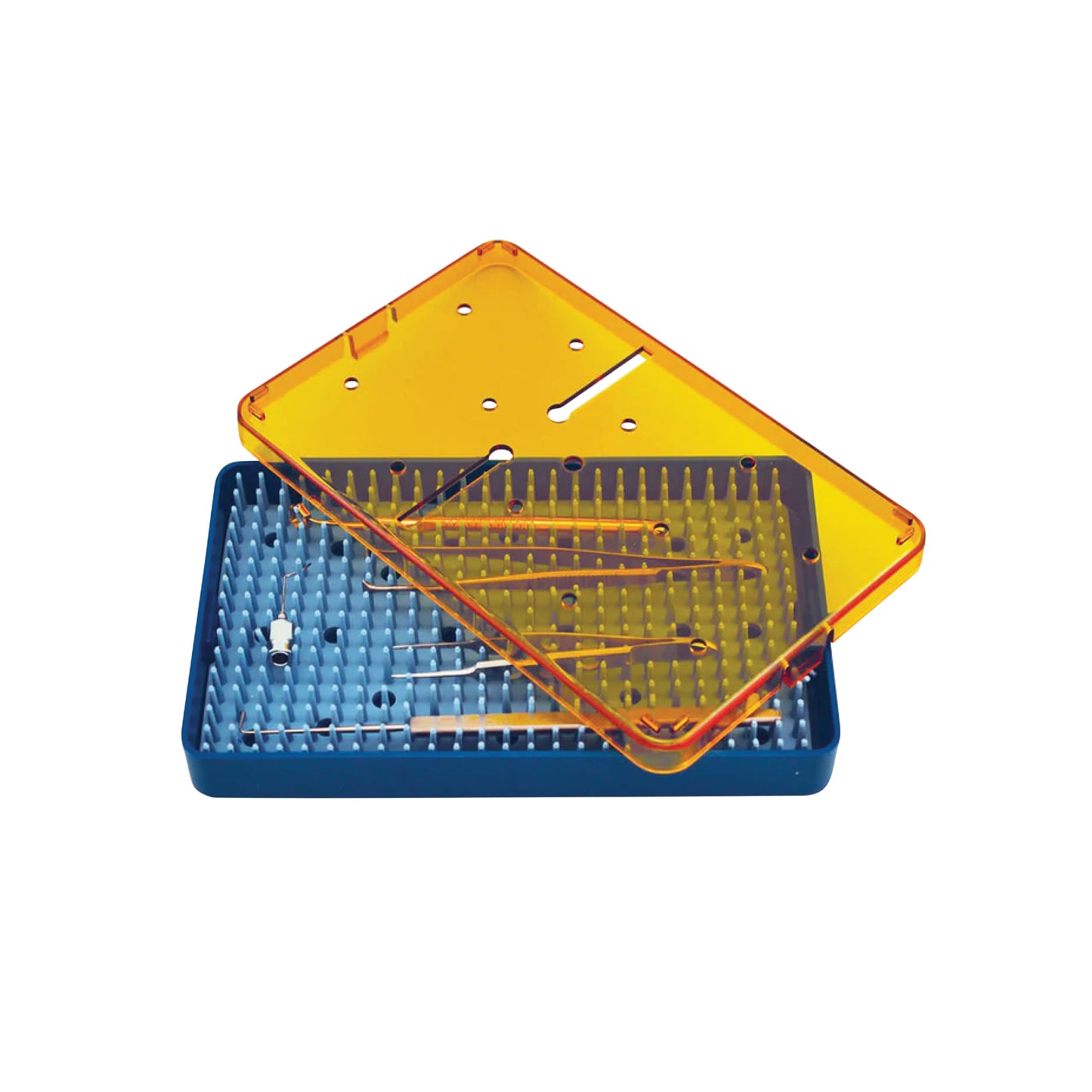 Standard Plastic Instrument Sterilization Tray, Base, Lid & Mat, 4"W x 7-1/2"L x 3/4"H