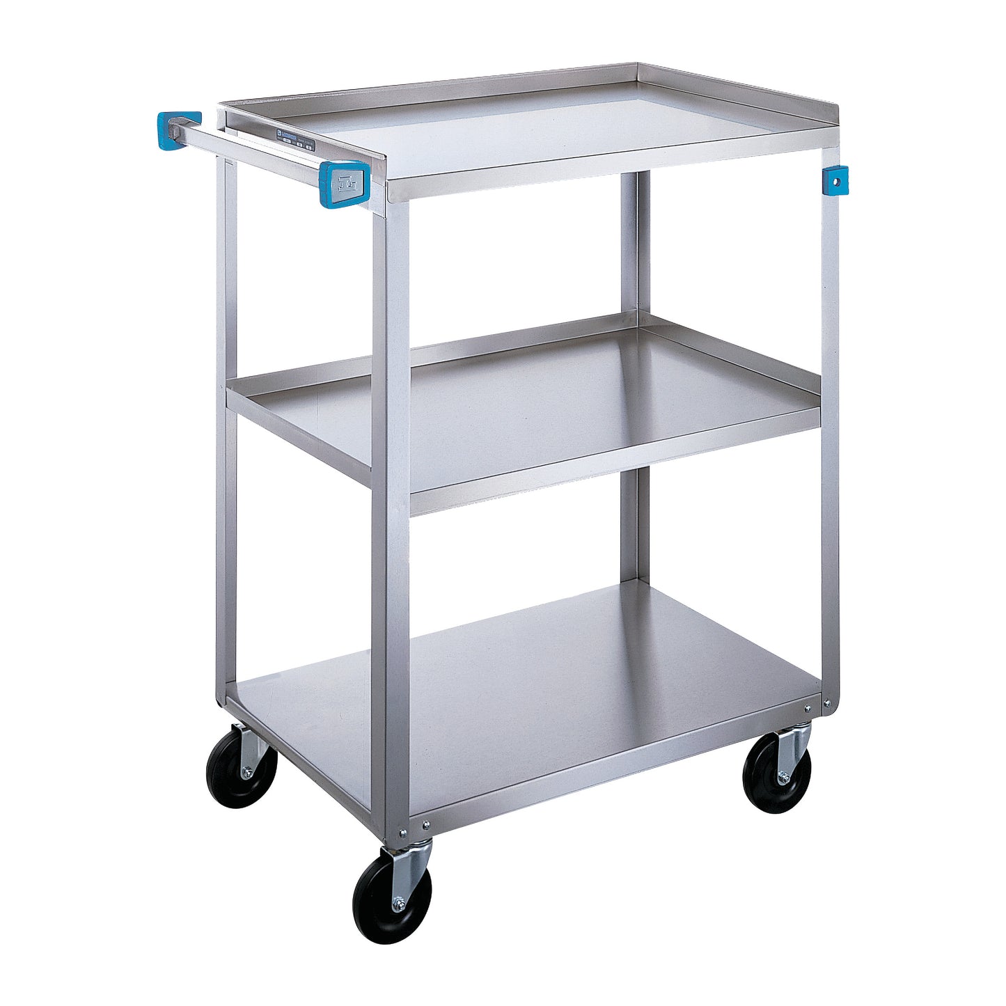 Utility Cart, Medium Duty, Stainless Steel, 3 Shelves, 27-5/8"W x 32"H x 16-3/4"D, 4" Casters, 500-lb. Capacity