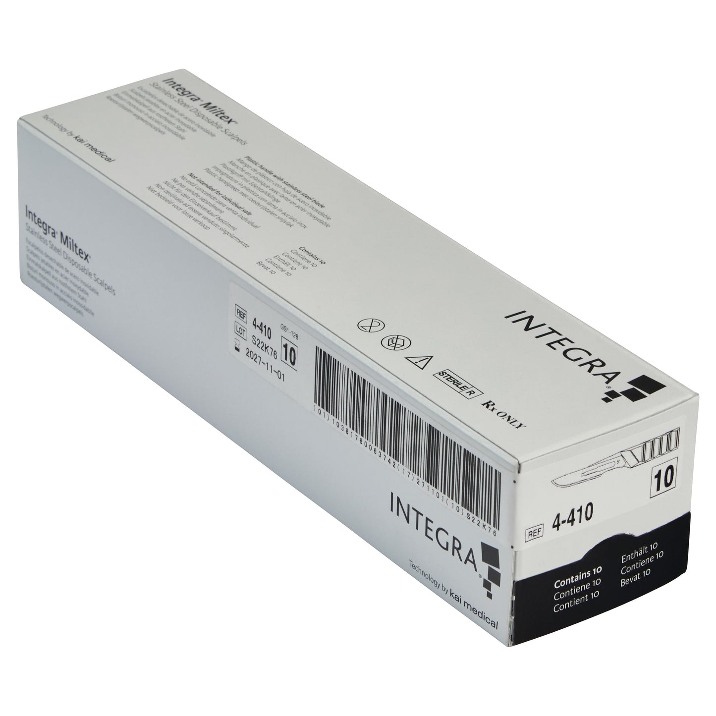 Disposable Scalpel, Size 10, 4-410, 10/Box