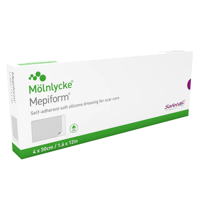 Mepiform Self-Adherent Soft Silicone Dressing, 1-3/5"W x 12"L, 5/Box