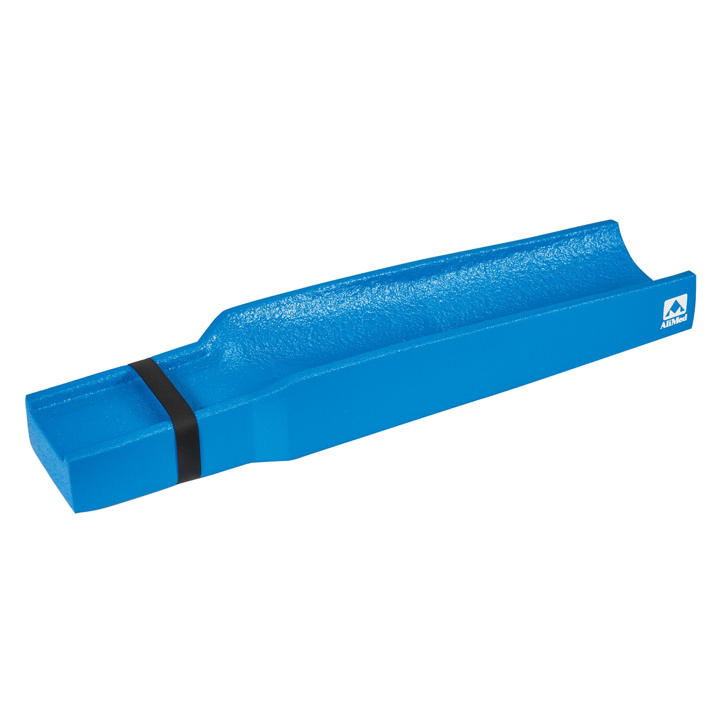 Blue AliMed Dialysis Arm Positioner Kit with a black strap and textured surface, designed for arm support during dialysis.