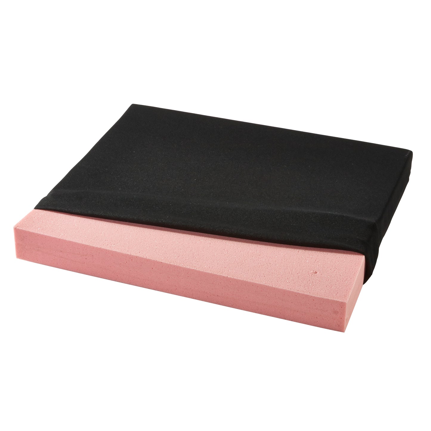 Basic T-Foam Wheelchair Cushion, Soft, Pink, 18"W x 2"H x 16"D, Black Polyknit Cover