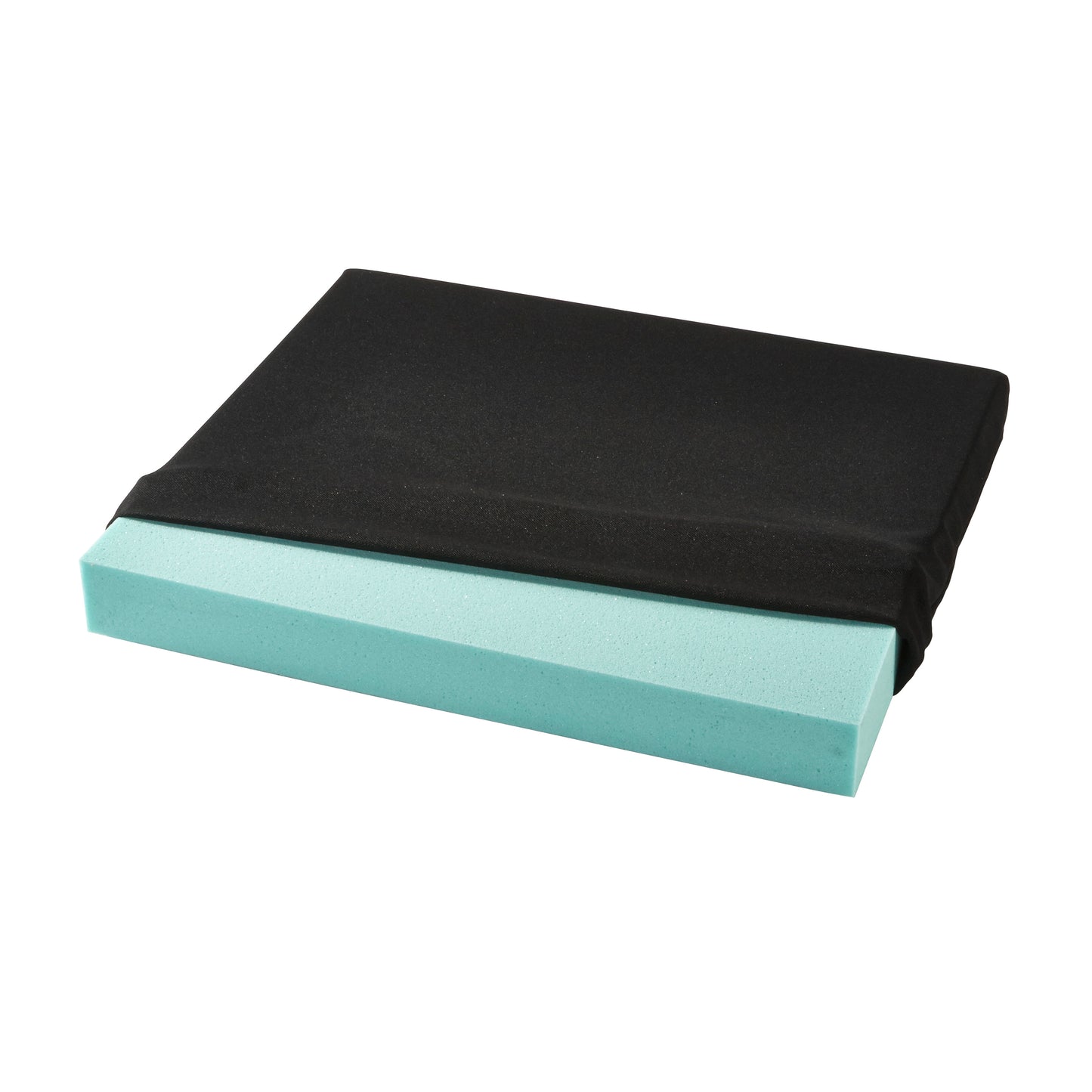 Basic T-Foam Wheelchair Cushion, Hard, Green, 18"W x 3"H x 16"D, Black Polyknit Cover