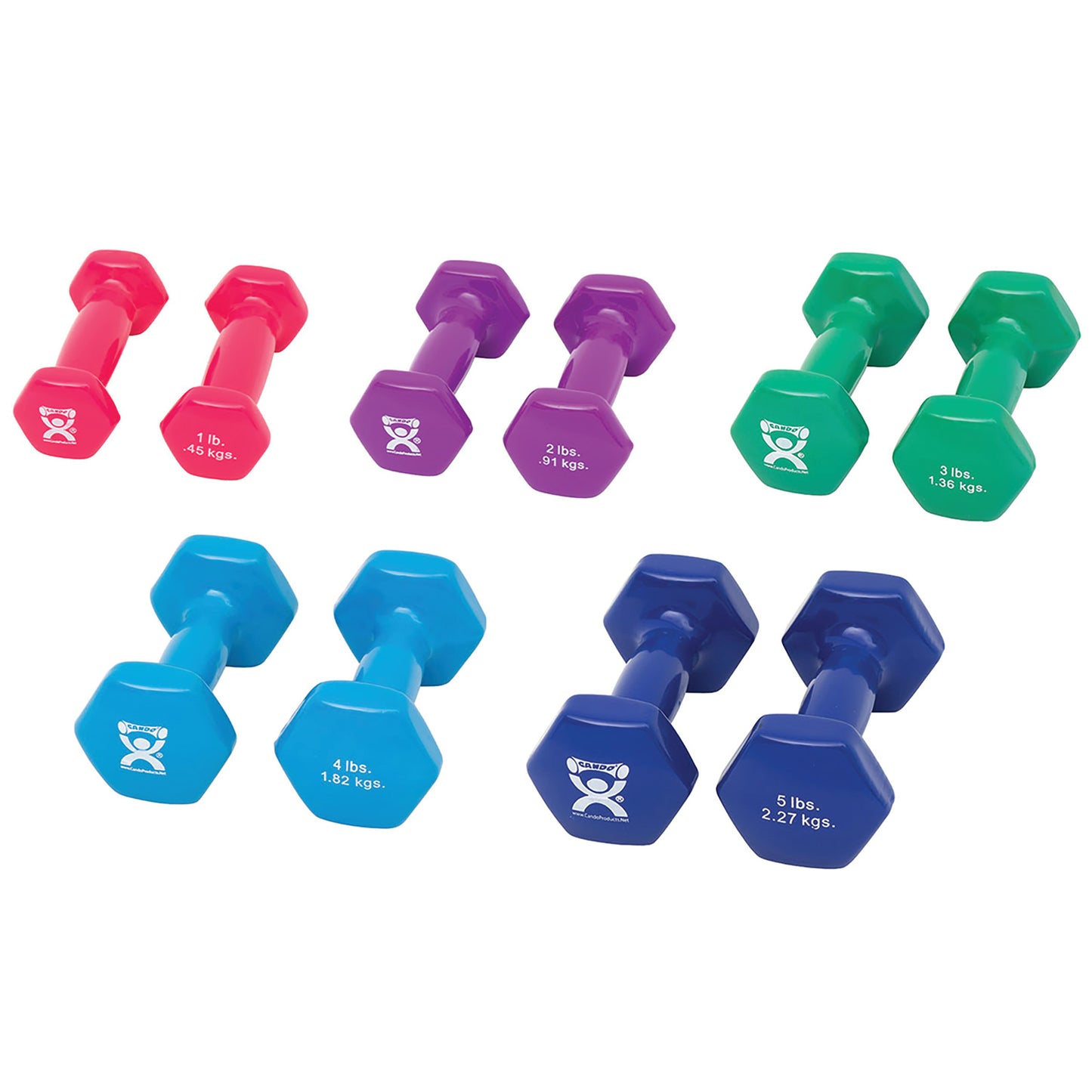 Vinyl-Coated Dumbbell Set, 10 Piece/Set (2 of each 1-5 lbs.)