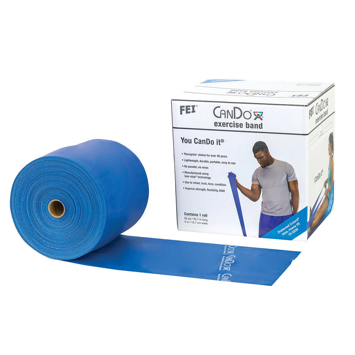 Latex Exercise Band, Blue, Heavy, 50-yd. Roll