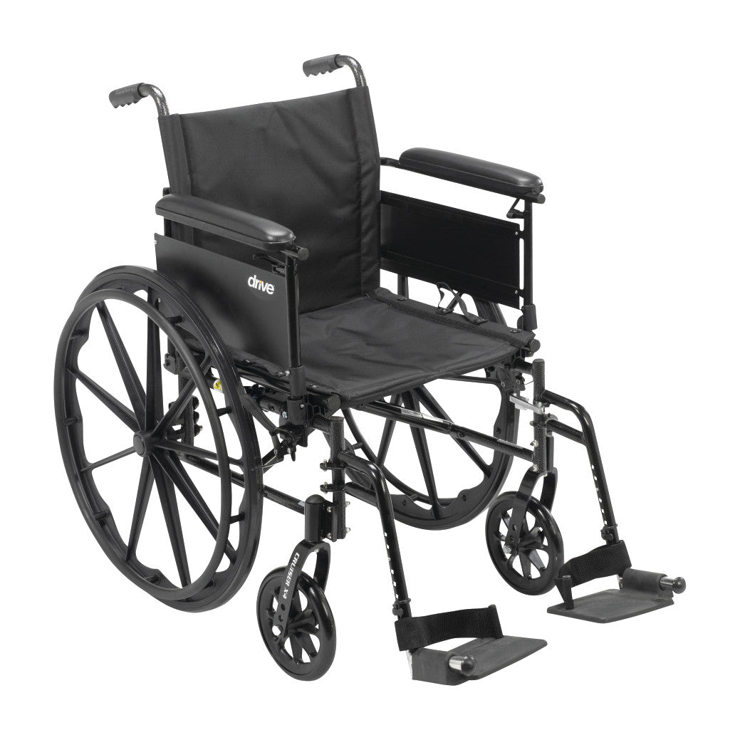 Cruiser X4 Wheelchair with Full Arms and Swing-Away Footrests, 18"W