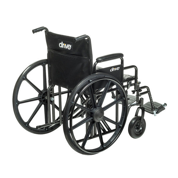 Sentra EC Heavy-Duty Wheelchair with Removable Desk Arms and Swing-Away Footrests, 22"W x 18"D