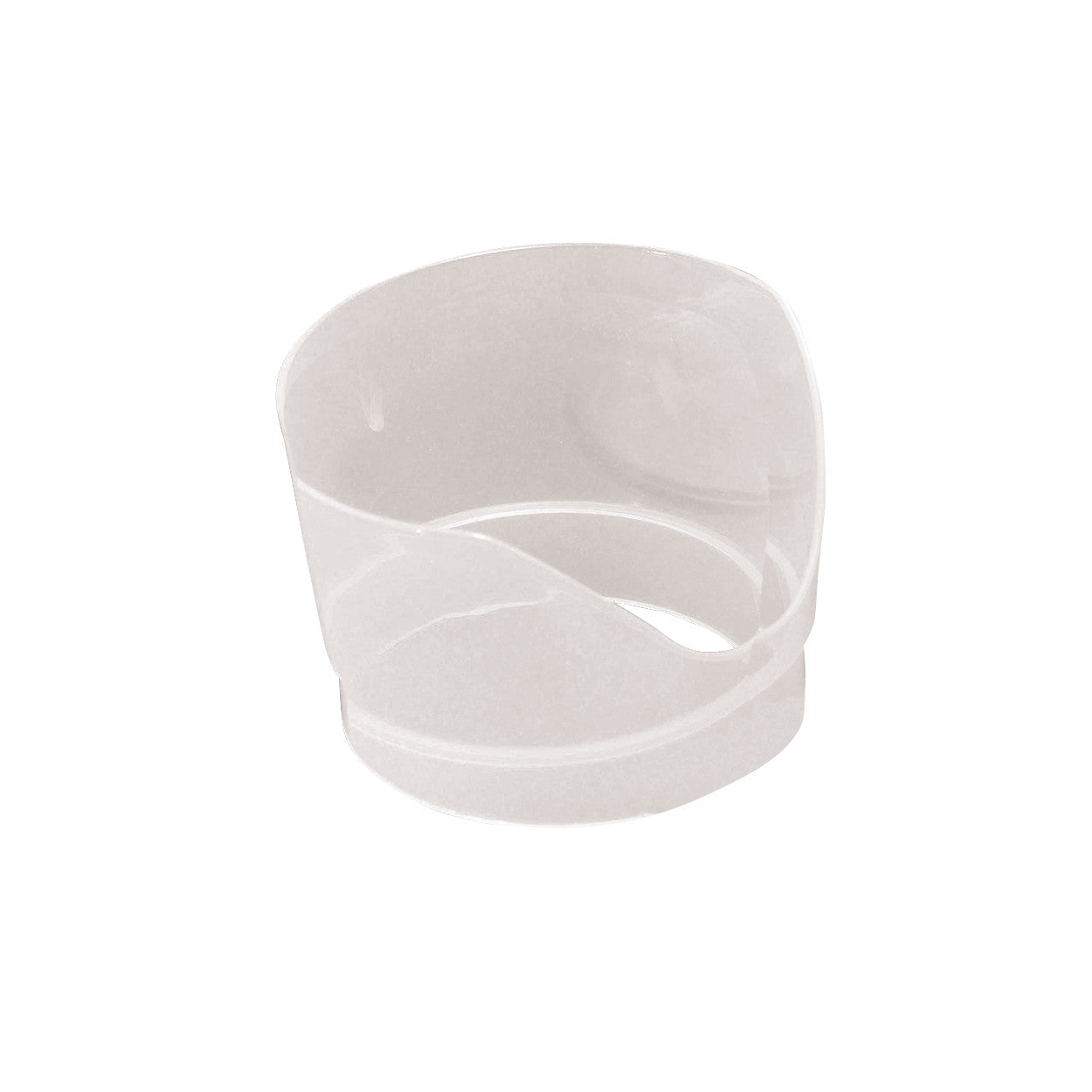 Transparent Nosey Lid for Adaptive Mug with a sloped opening designed to assist drinking by reducing head tilt.