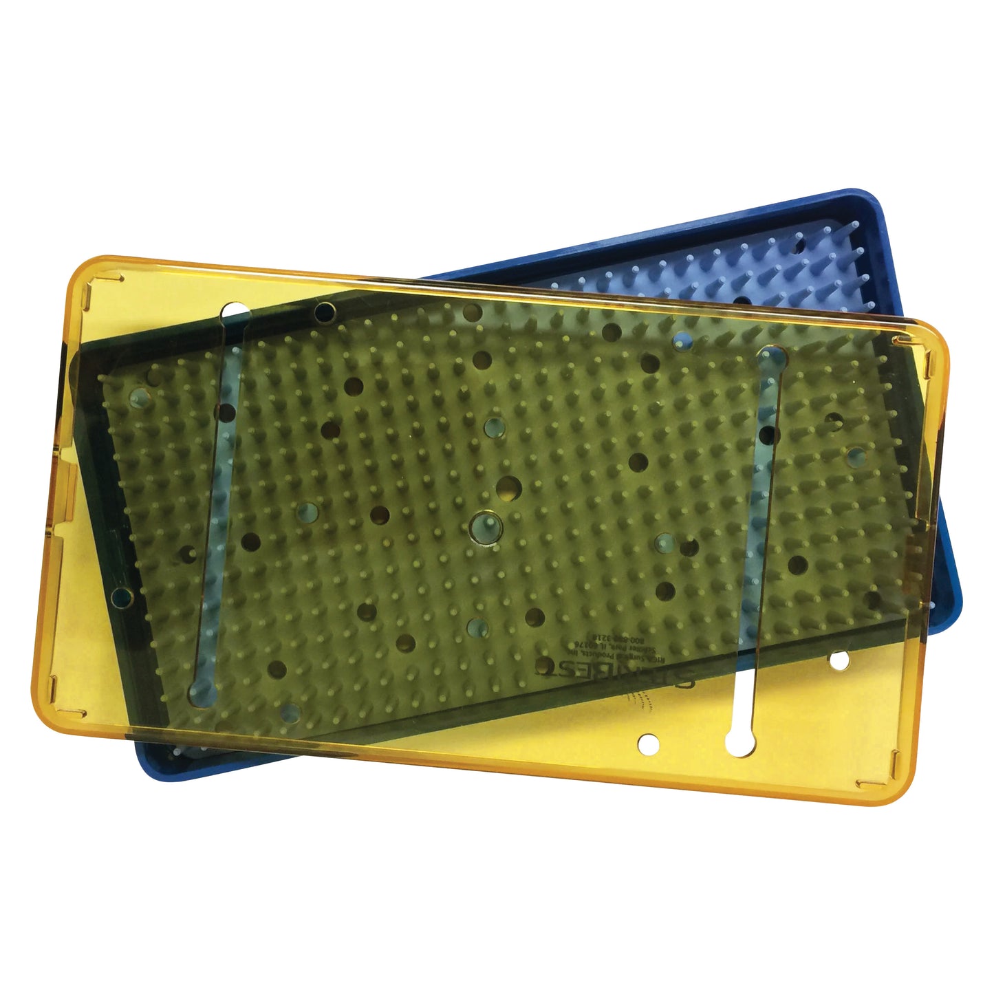 Standard Plastic Instrument Sterilization Tray, Base, Lid & Mat, 4"W x 7-1/2"L x 1-1/2"H