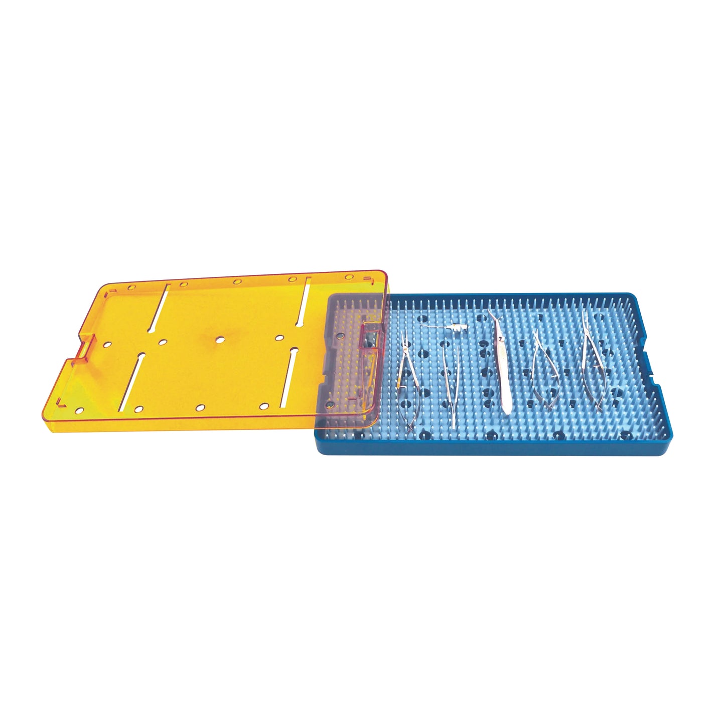 Standard Plastic Instrument Sterilization Tray, Base, Lid & Mat, 6"W x 10"L x 3/4"H