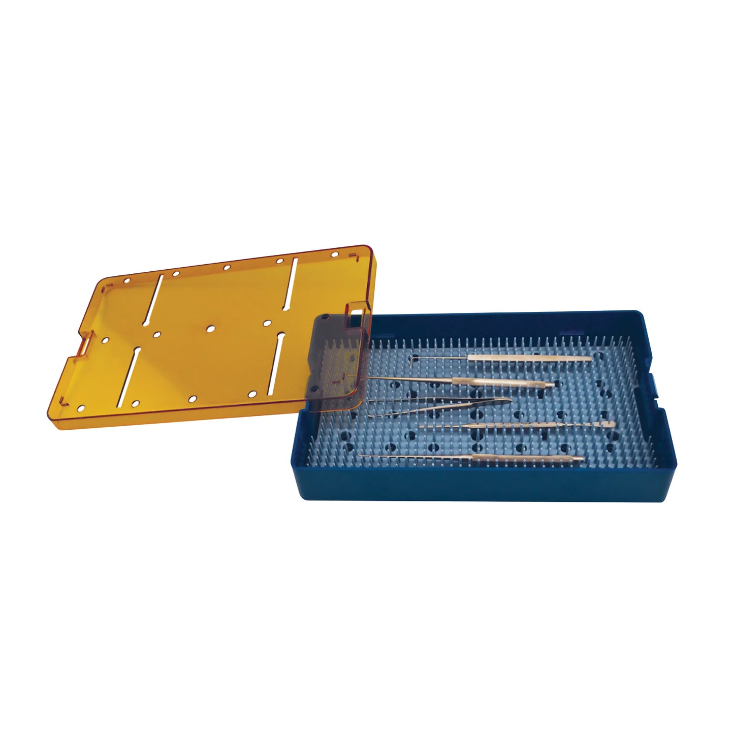 Standard Plastic Instrument Sterilization Tray, Deep Base, Lid & Mat, 6"W x 10"L x 1-1/2"H