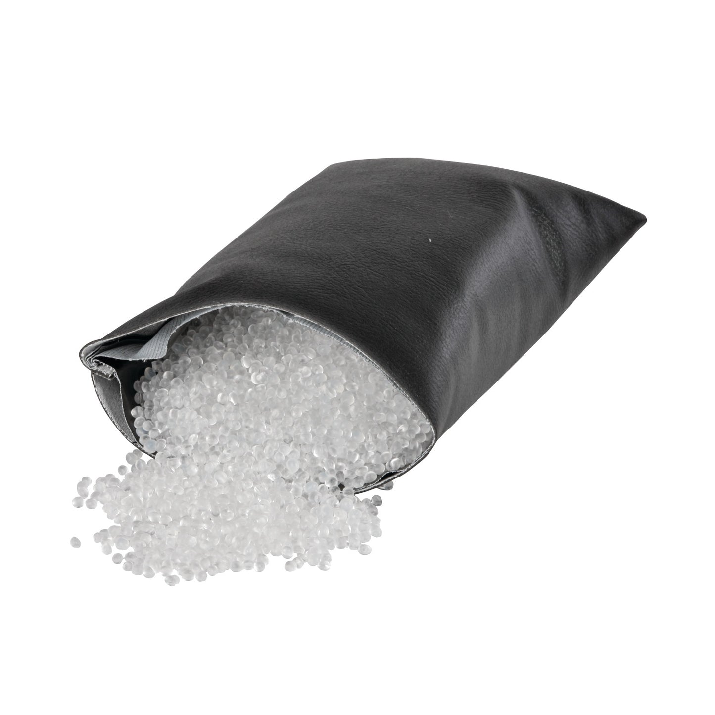 AliMed AliSand Lightweight Sandbag with white pellets spilling out from an open, black fabric bag.